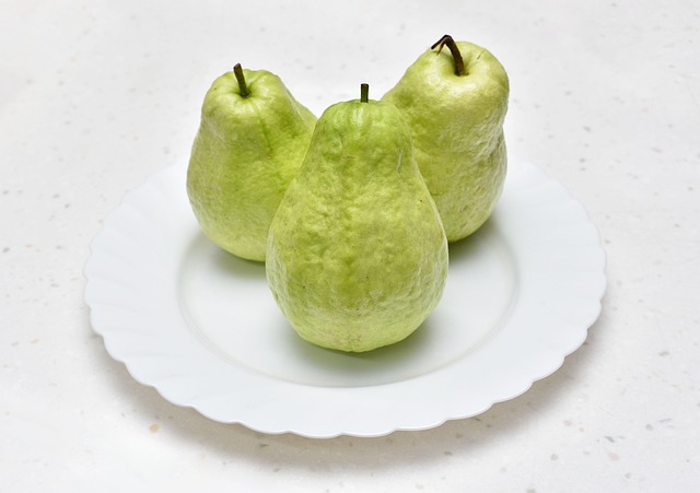 guava fruit of south america in a plate 