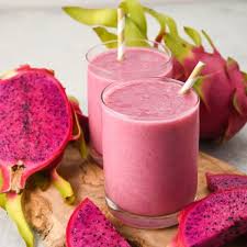 Dragon fruit juice, two  glass on the table