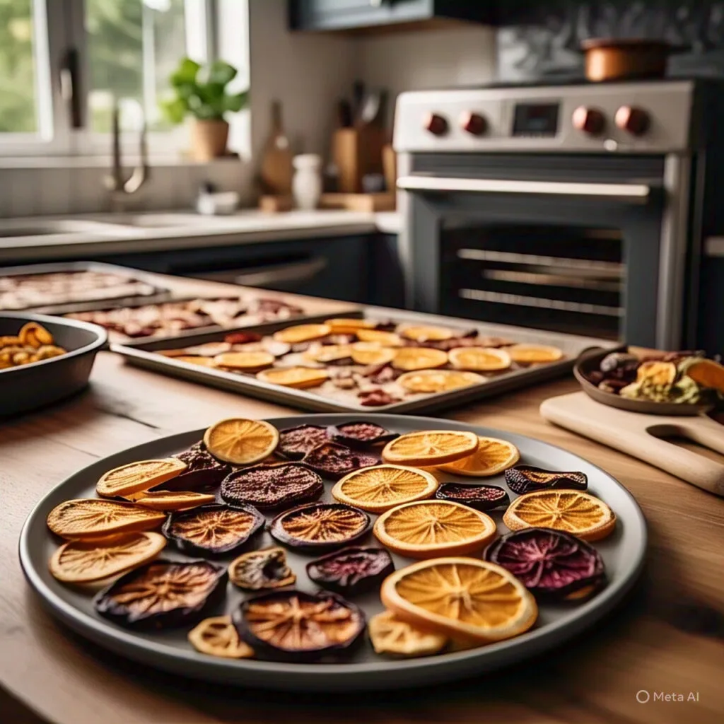 how to dry fruit in oven images show some fruits dried in oven beautifully placed on plate front of oven in a kitchen