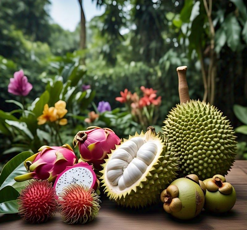 Exotic fruits with natural background