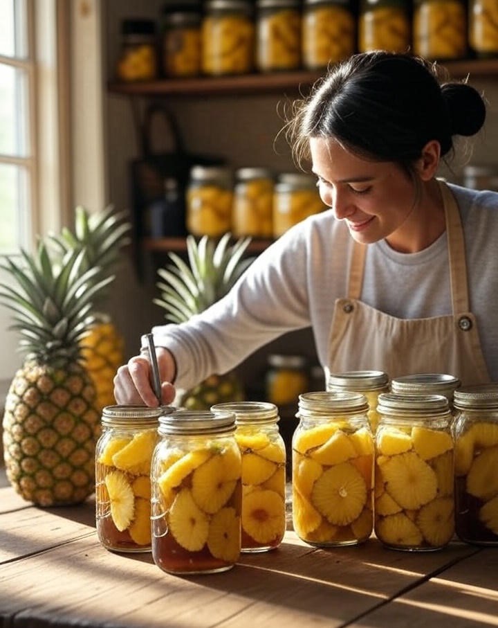 A lady in a home kitchen storing and preserving exotic fruits