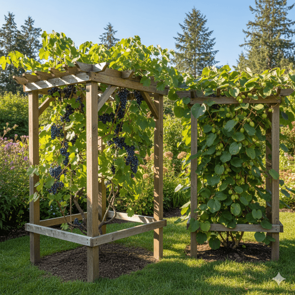  Grape arbor and hardy kiwi vine – fun fruit vines for home fruit cultivation & gardening
