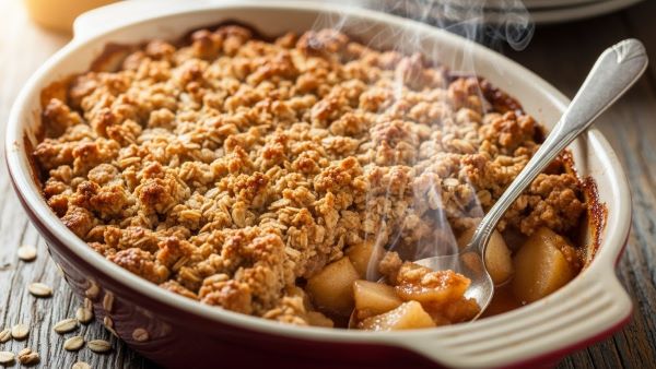 pple crumble baked with frozen apple slices and a golden oat topping.