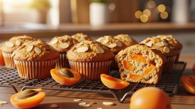 Apricot almond muffins baked with chopped dried apricots for natural sweetness and moisture – perfect baking idea"