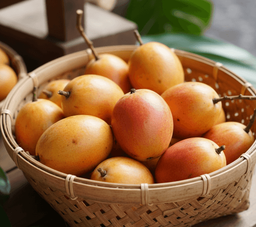“ripe kundang fruits in a basket”