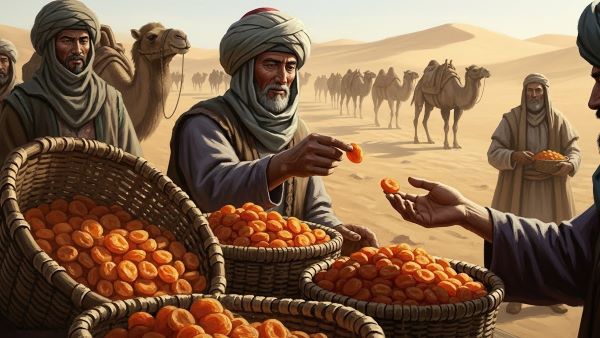 Dried apricots traded along the ancient Silk Road, where drying preserved the fruit and made it easy to transport.