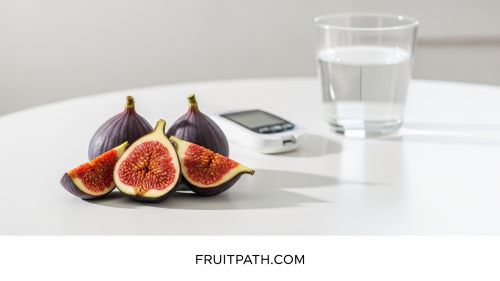 Fresh figs with a blood sugar monitor showing figs may help control blood sugar.