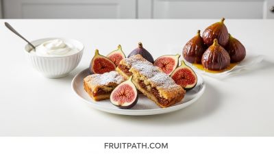 Healthy fig snacks including fig bars, roasted figs with honey, and figs as a sweet alternative.