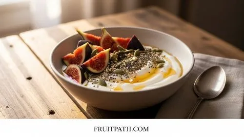 Chopped figs mixed with yogurt showing fig and yogurt combo for using figs for constipation and better digestion.


