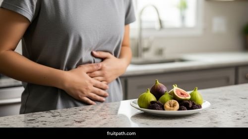 Person experiencing bloating from eating too many figs, highlighting when figs may cause bloating and digestive discomfort.