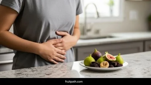 Person experiencing bloating from eating too many figs, highlighting when figs may cause bloating and digestive discomfort.