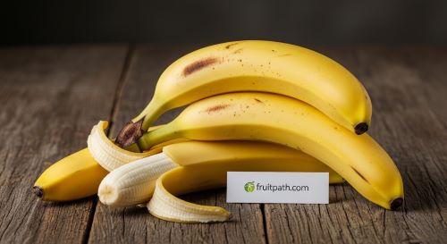 Ripe yellow bananas on table.