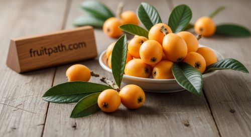 Fresh loquats with leaves.
