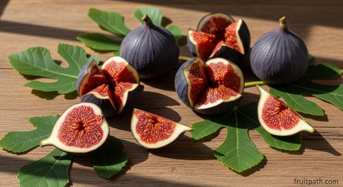 Fresh Mediterranean figs cut open showing their red interior.