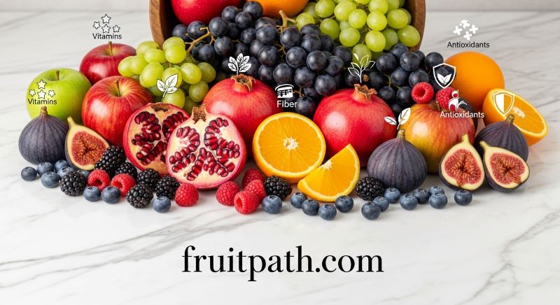 Healthy Mediterranean fruits rich in vitamins, antioxidants and fiber.