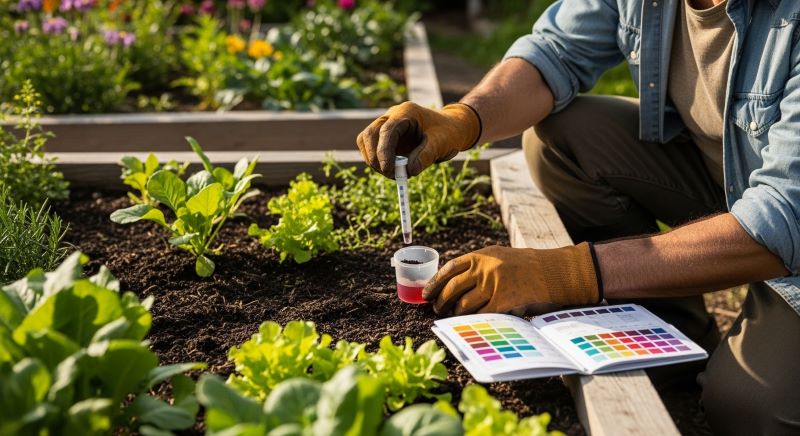 Testing soil pH for fruit garden soil preparation