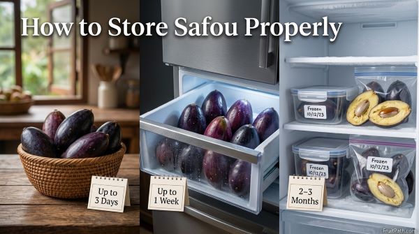  Three proper storage methods for Safou (African Butter Pear): room temperature, refrigerator, and freezer in airtight containers.