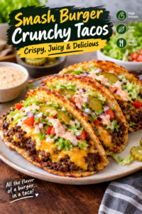 Crispy High-Protein Smash Burger Tacos – Easy Low-Carb Dinner