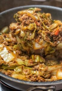 sy Ground Beef and Cabbage Skillet – High-Protein Low-Carb Dinner Healthy Ground Beef Cabbage Recipe – Simple Keto-Friendly Skillet