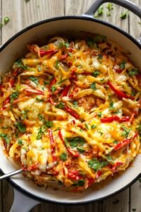 Cheesy Chicken Fajita Casserole – 63g Protein Per Serving