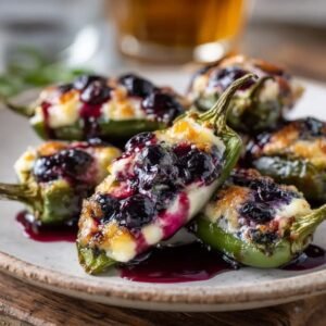 Creamy Brie & Blueberry Stuffed Jalapeño Poppers