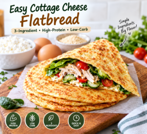 3-Ingredient Cottage Cheese Flatbread – Easy High-Protein Low-Carb Recipe