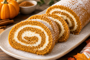 Easy Gluten-Free Pumpkin Swiss Roll with Cream Cheese Filling
