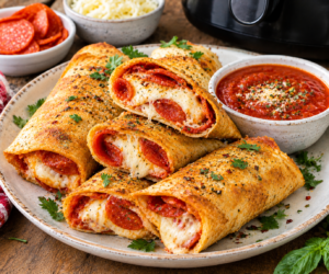 Low Carb Pepperoni Pizza Wraps in the Air Fryer