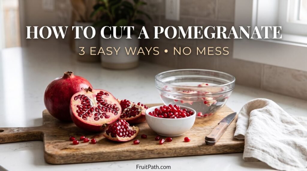 How to cut a pomegranate and remove ruby-red seeds using easy, mess-free methods.
